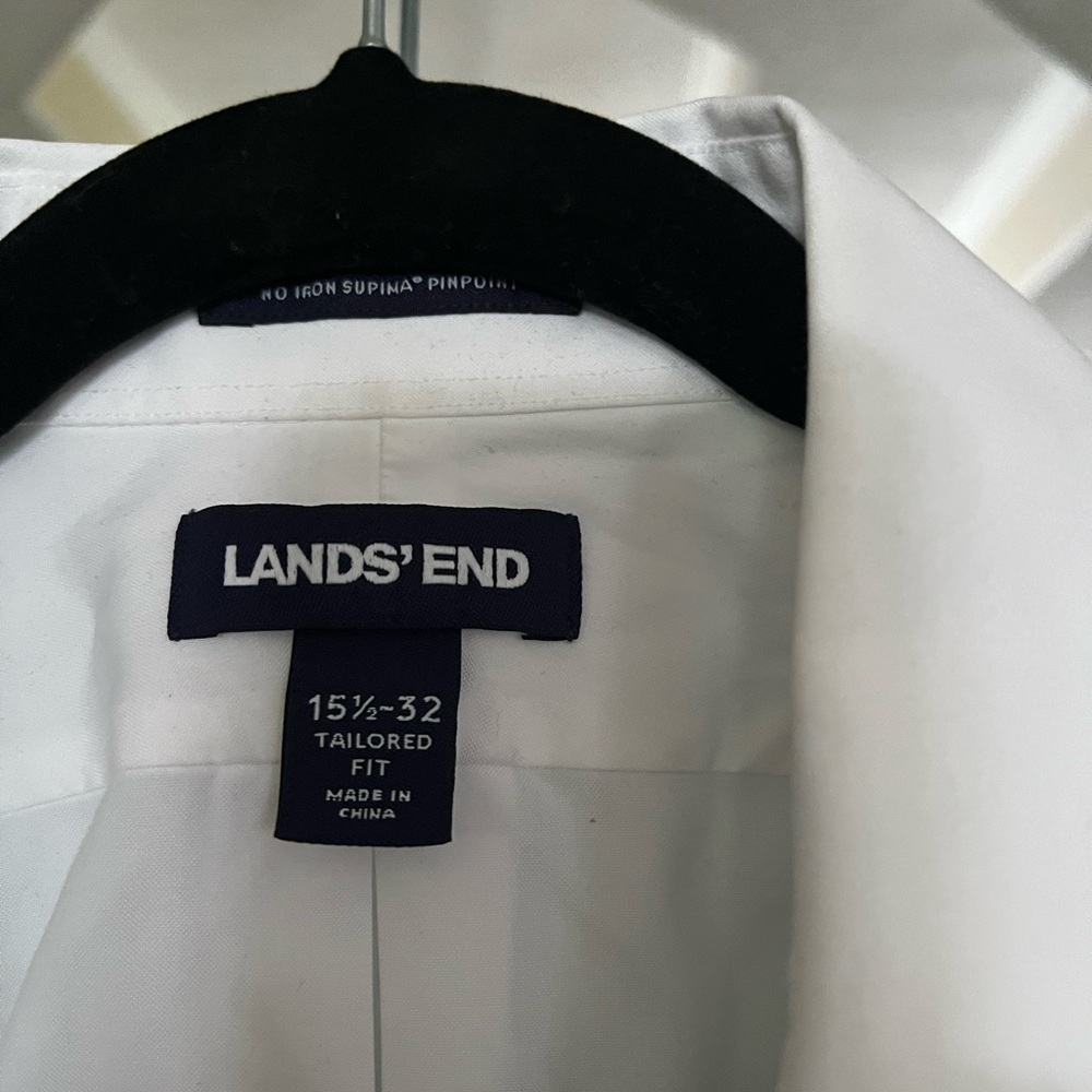 Lands' End Classic White Button-Up Shirt